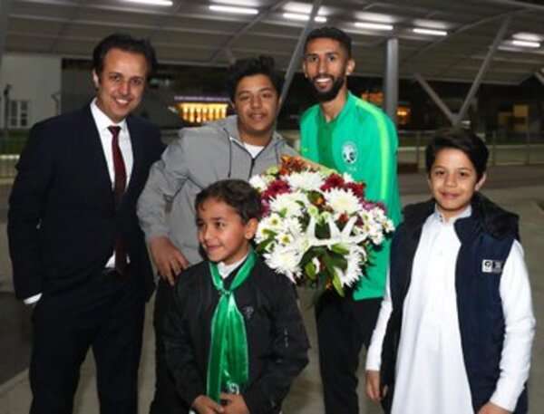 من استقبال المنتخب السعودي