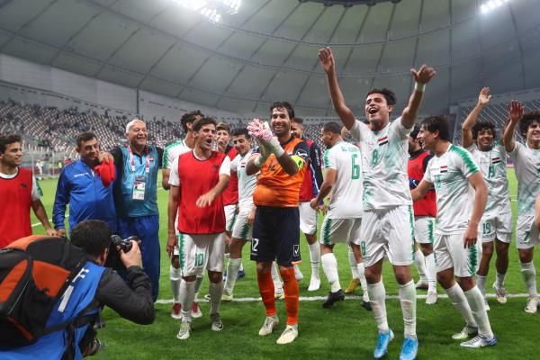 فرحة لاعبي منتخب العراق