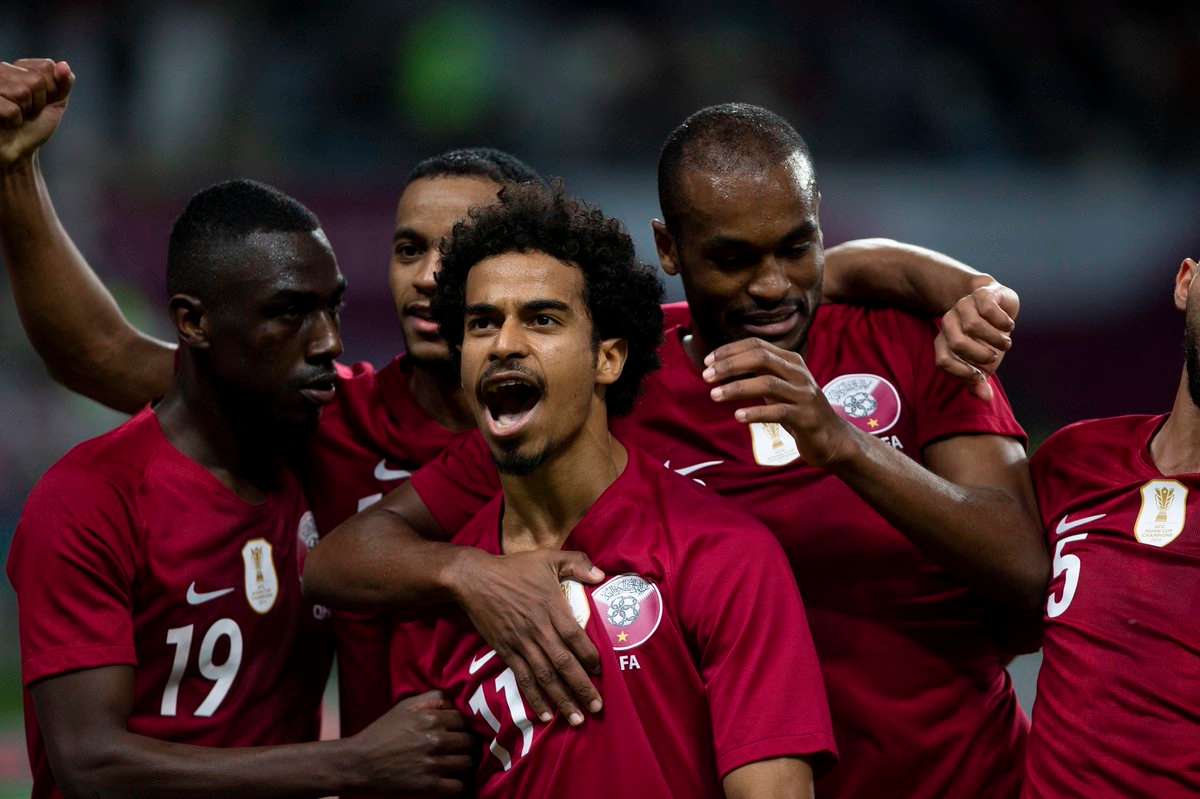 فرحة لاعبي منتخب قطر 