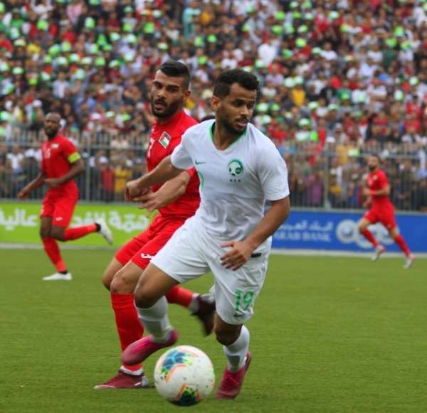 من مباراة فلسطين والسعودية