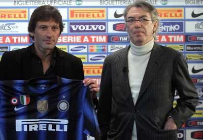 مدرب الإنتر ليوناردو و رئيس الإنتر ماسيمو موراتي
