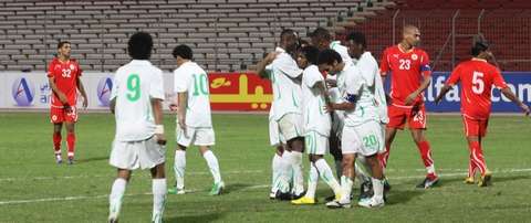 فرحة لاعبي المنتخب السعودي بعد الهدف