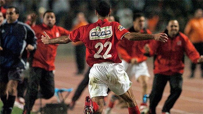 من احتفال الأهلي بالهدف القاتل