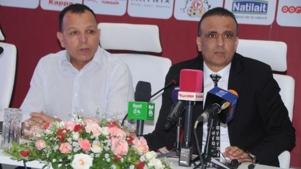 عبد السلام اليونسي ورئيس اتحاد الكرة وديع الجريء 