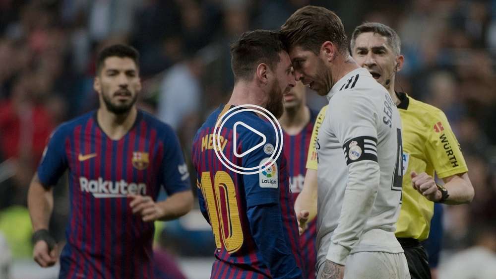 ميسي وراموس من إحدى مباريات الكلاسيكو