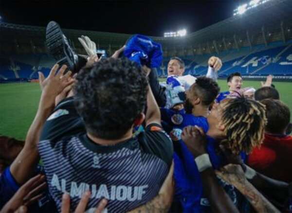 فرحة لاعبي الهلال 