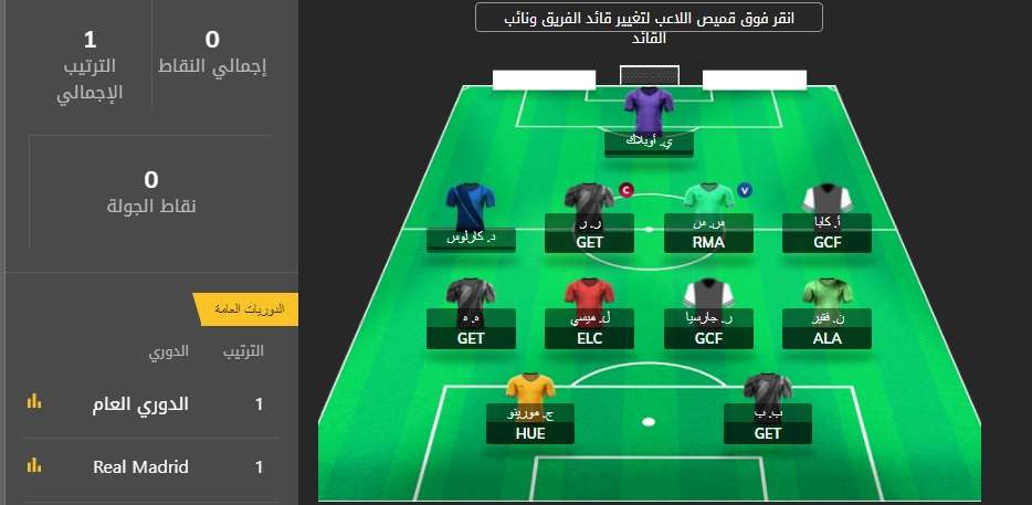 نموذج لتشكيلة من الدوري الإسباني