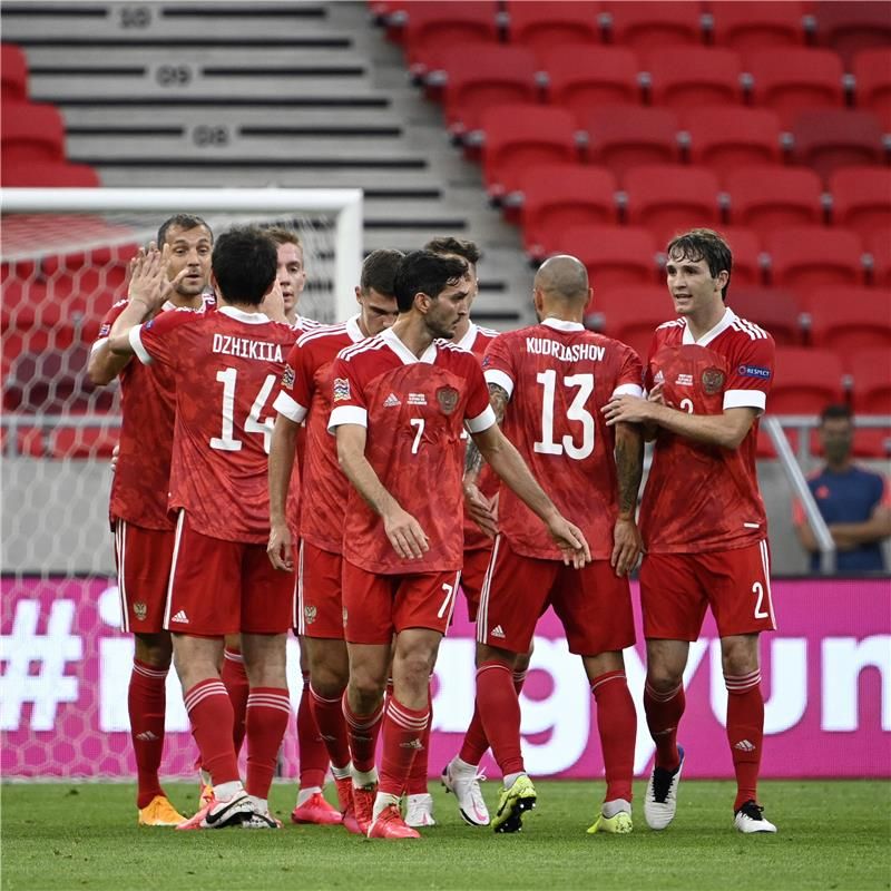 فرحة لاعبي روسيا 