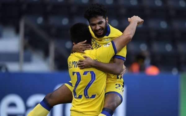 فرحة لاعبي النصر 